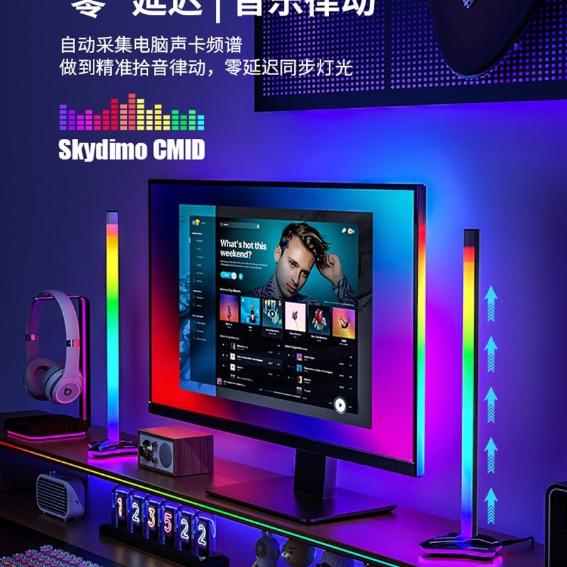 RGB随屏同步氛围灯 电竞房桌面音乐节奏灯 APP控制RGBLED灯