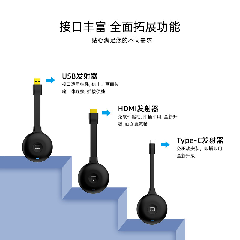 宝疆无线投屏器HDMI线办公家用IOS安卓手机电脑电视高清投影同屏