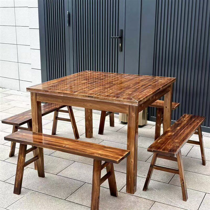 纯实木老式四方桌传统桌子中式正方小八仙桌饭店农村餐桌餐椅组合