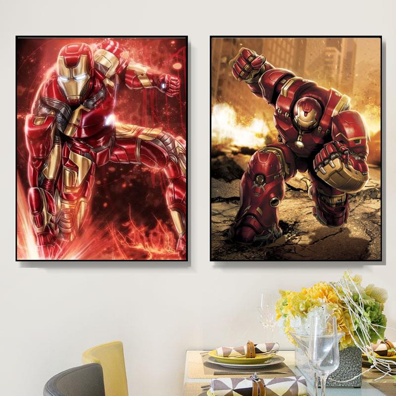 卡通小幅简单钻石画2025新款5d贴钻十字绣钢铁侠男生儿童卧室满钻
