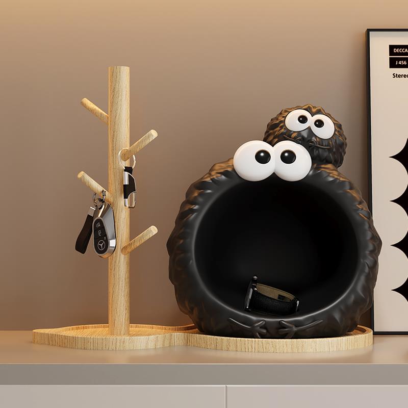 煤球精灵卡通桌面收纳摆件入户玄关客厅电视柜沙发旁高级家居饰品