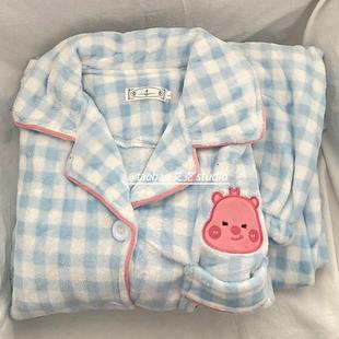 韩版 睡衣女秋冬季 珊瑚绒甜美卡通加厚法兰绒日系可爱家居服套装