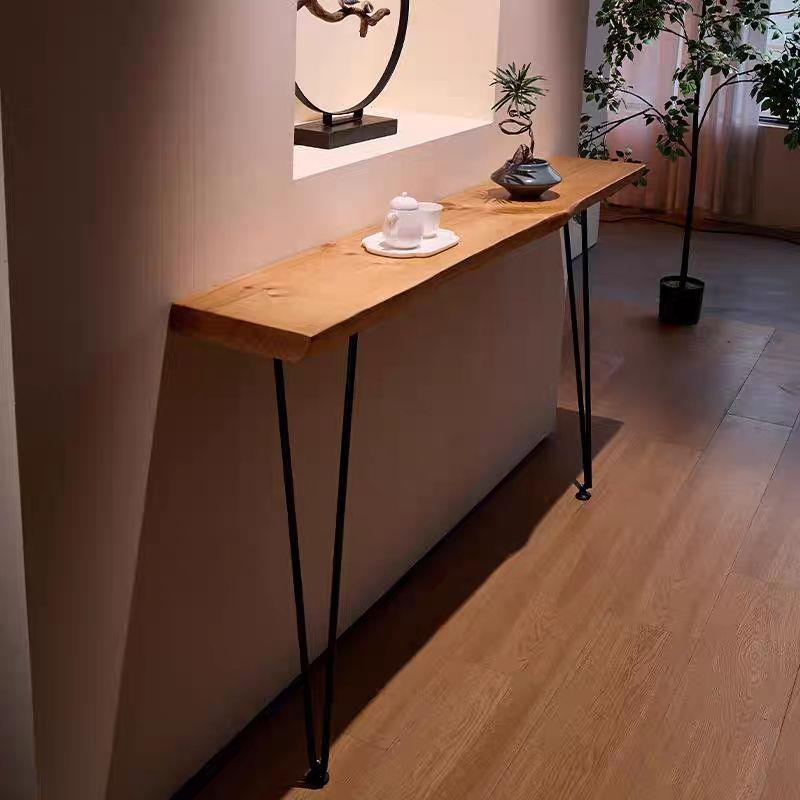 北欧玄关桌简约实木铁艺条案台边桌窄长条几墙边柜民宿靠墙窄桌子