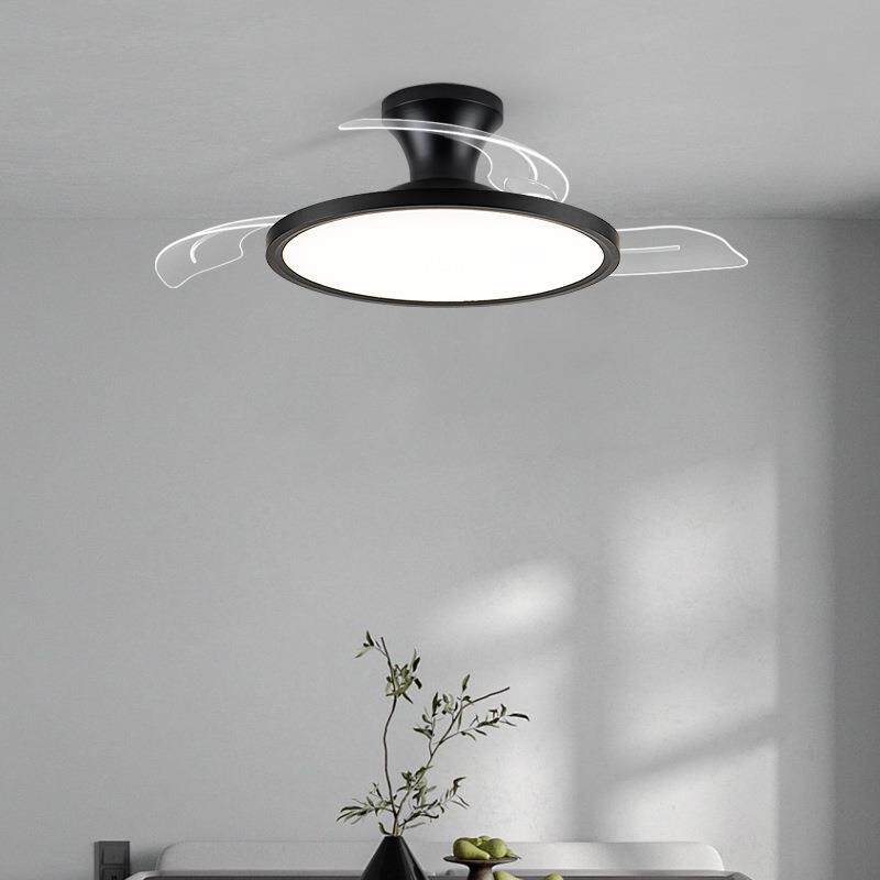 隐形风扇灯中山灯具吊灯简约电扇灯极简风客厅餐厅卧室柔风吊扇灯