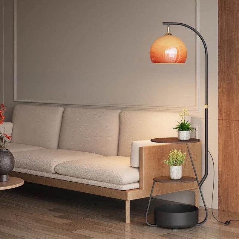 玻璃柚子客厅沙发落地灯卧室床头柜一体台灯玻璃灯罩立式氛围