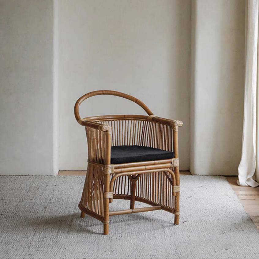 翘首藤椅复古椅子印尼餐椅阳台休闲真藤椅靠背椅民宿家具座椅家用