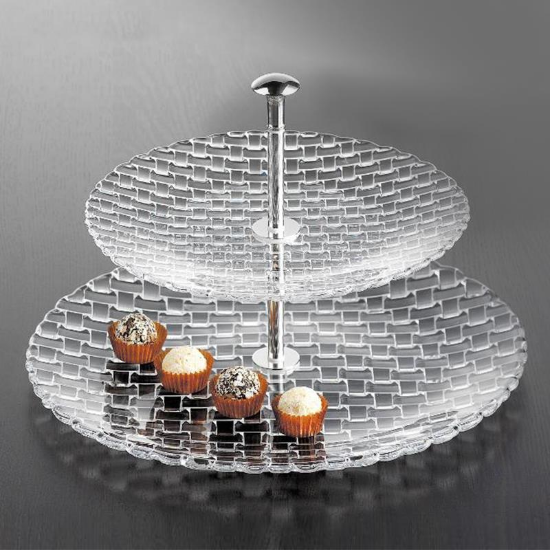 德国Nachtmann双层玻璃果盘水果盘客厅家用茶几托盘蛋糕盘点心架