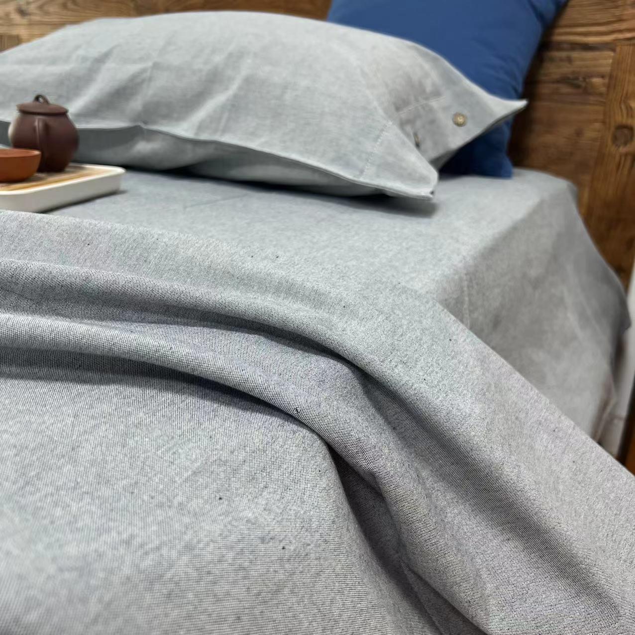 刘大姐家清外贸尾单优质纯棉老粗布加密1.5米1.8米床纯色床单被单