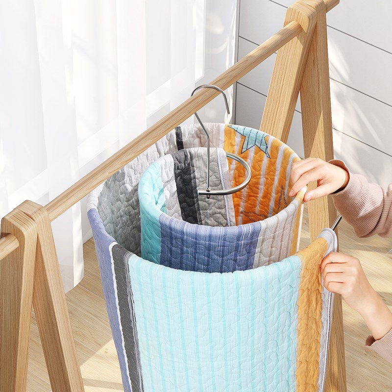 不锈钢螺旋式晾衣架家用挂衣服晒被子神器旋转圆形阳台外床单被套