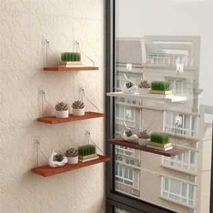 壁挂式玻璃免钉多肉花架墙面窗台飘窗绿植物墙上装饰收Y纳层架置