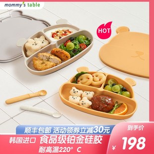 宝宝餐盘自主进食吃饭训练碗婴儿硅胶分格辅食碗儿童餐具防漏外带