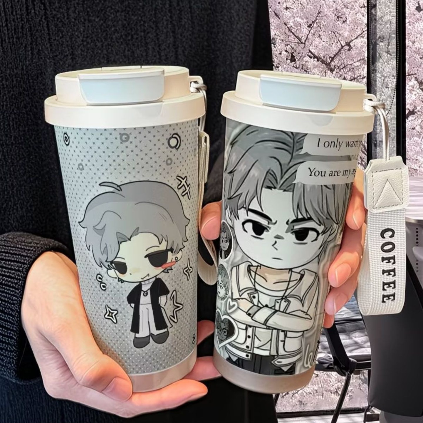 韩贝塔可爱涂鸦保温杯316