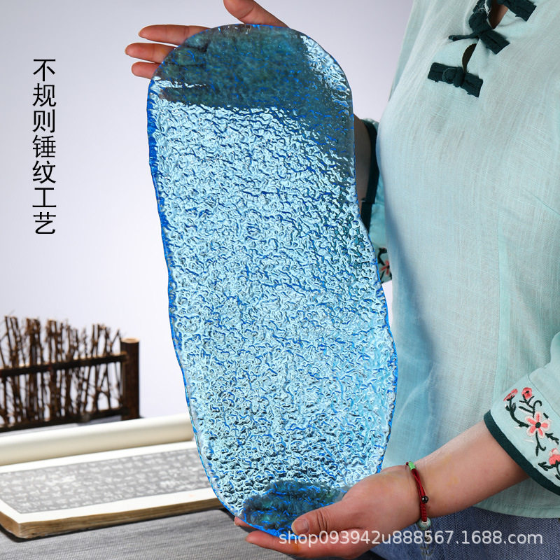 限定玻璃茶盘日式锤纹干泡台天蓝手工茶艺托盘简约个人小号茶台,电子元器件市场,电线扎带/束线带,淘宝优惠券,粉丝福利购,淘宝优惠卷