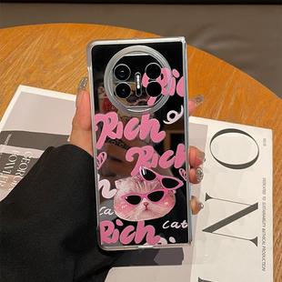 P50折叠屏Pocket2全包防摔S荣耀MagicV2 原装 正品 日本潮牌墨镜猫咪补妆镜面适用华为MateX5手机壳新款 X3典藏版