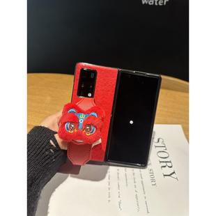 原装 X5荣耀Vs2红色喜庆60RS非凡大师50保时捷4 正品 国潮舞狮头手腕带支架适用华为MateX2手机壳折叠屏X3新年款