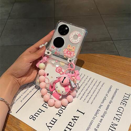原装正品日本潮牌HelloKitty凯蒂猫适用华为Pocket2手机壳新款铰链全包防摔透明超薄P50宝盒Pocket S折叠屏手