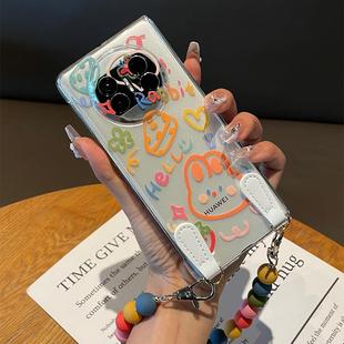 典藏版 原装 X3折叠屏X2透明40RS保时捷50全包防摔60Pro 正品 荣耀V2 涂鸦小兔手提链条适用华为MateX5手机壳新款