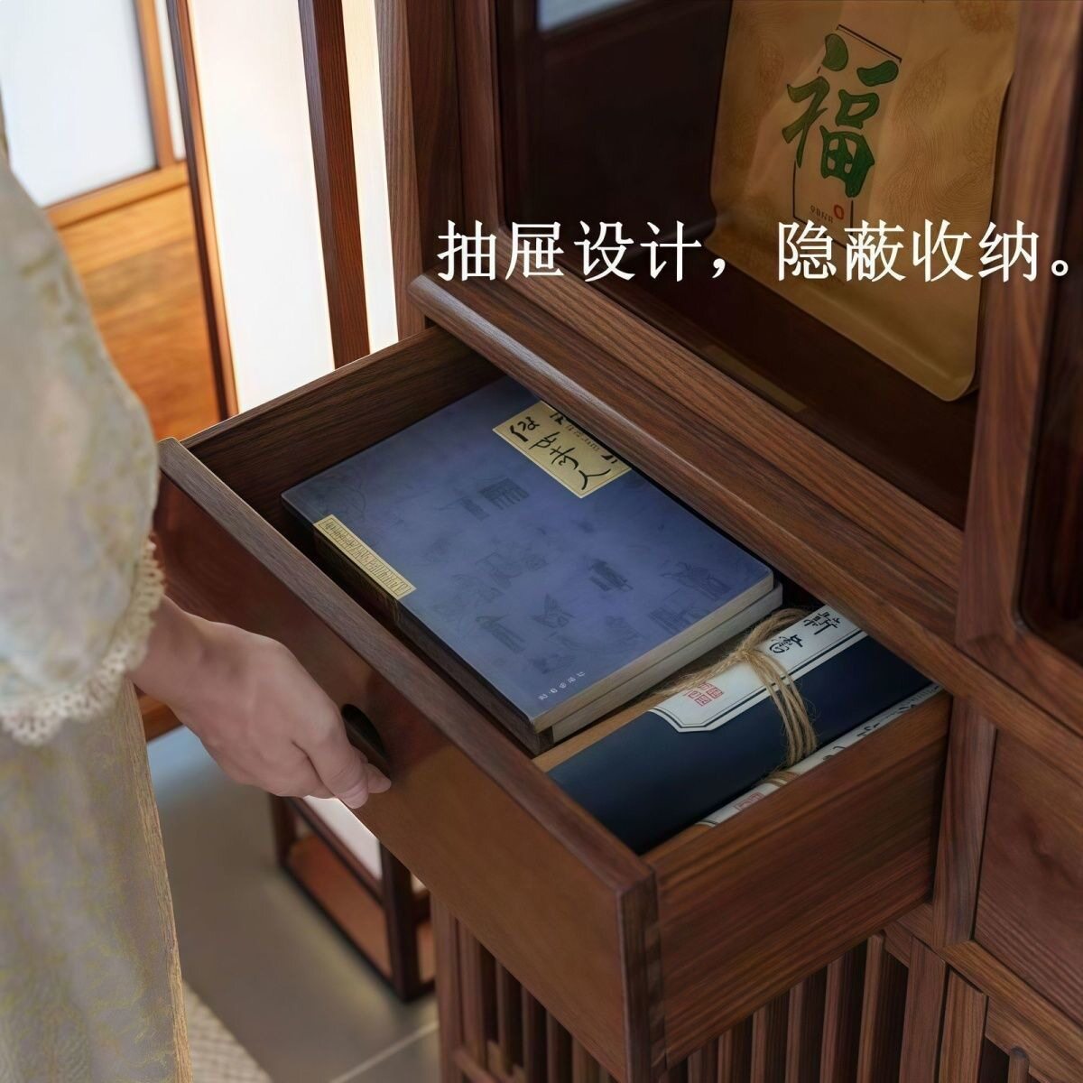 新中式北方老榆木阳台茶室博古架展示柜落地多宝阁书架置物架客厅