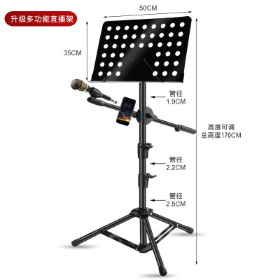 便携式一体乐谱架家用曲谱二胡吉他古筝小提琴架子鼓谱架带话筒架图片