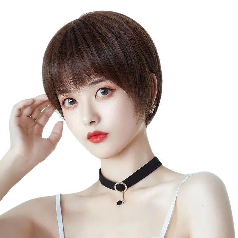假发全头套女真人发混丝中老年女士真发妈妈款短发假发套修脸甜美