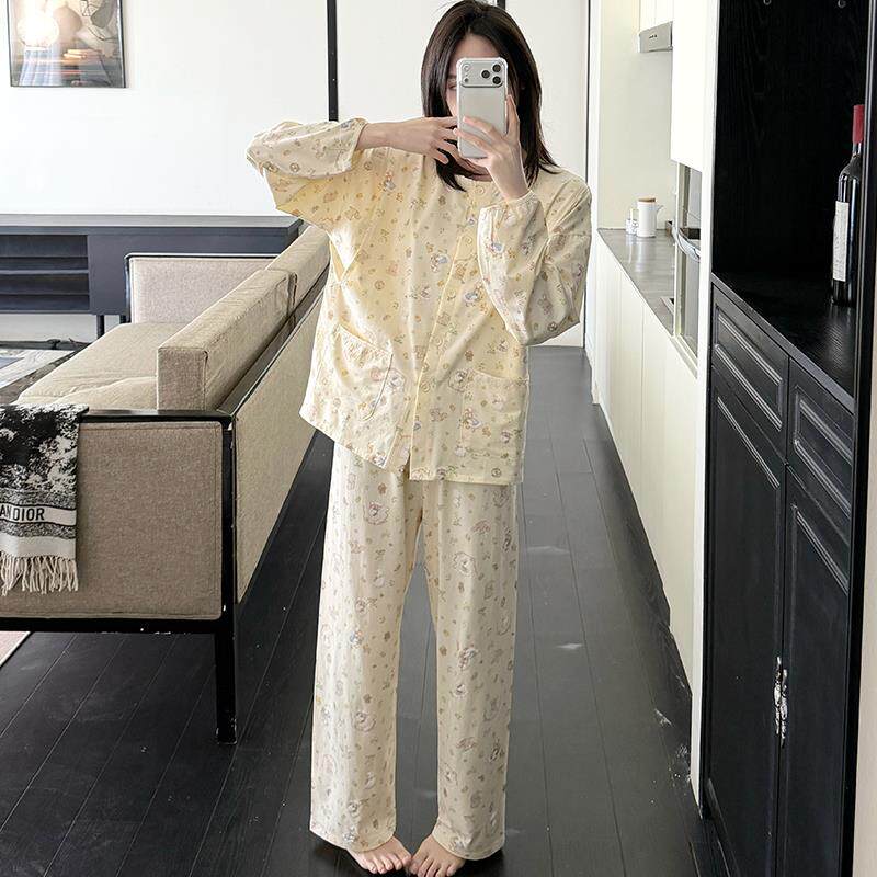 莫代尔月子服夏季薄款产前产后家居服带胸垫孕妇哺乳喂奶睡衣套装