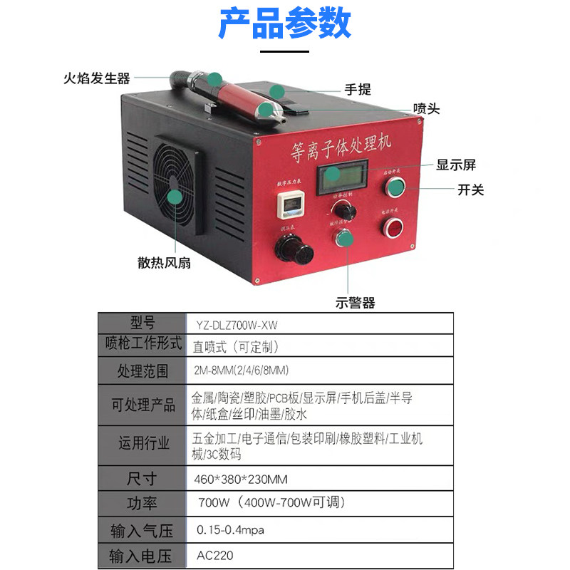 电浆表面处理机低温火焰电晕活化直喷旋转塑料PPPE电浆清洗机