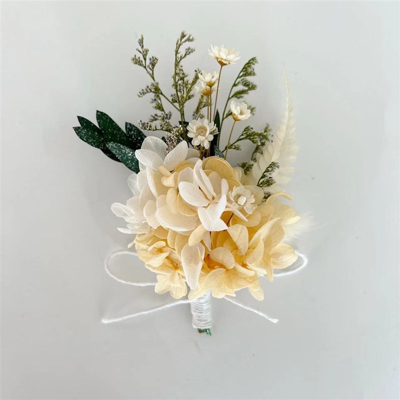 中式婚礼新人父母永生花绣球花真花配饰胸花襟花胸针腕花粉色系图片