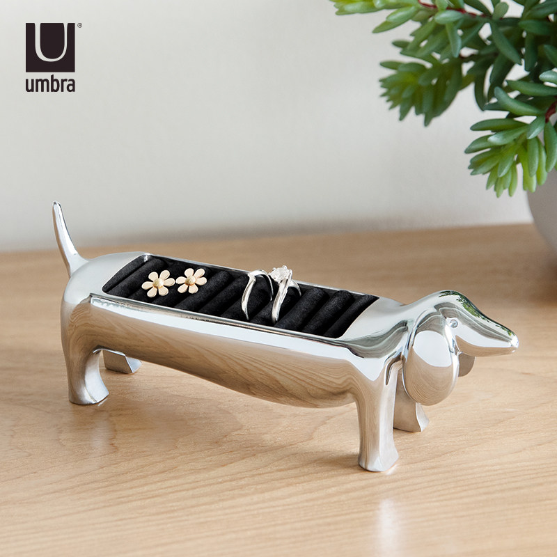 Umbra腊肠狗戒托首饰架小饰品收纳珠宝展示架创意可爱戒指托摆件
