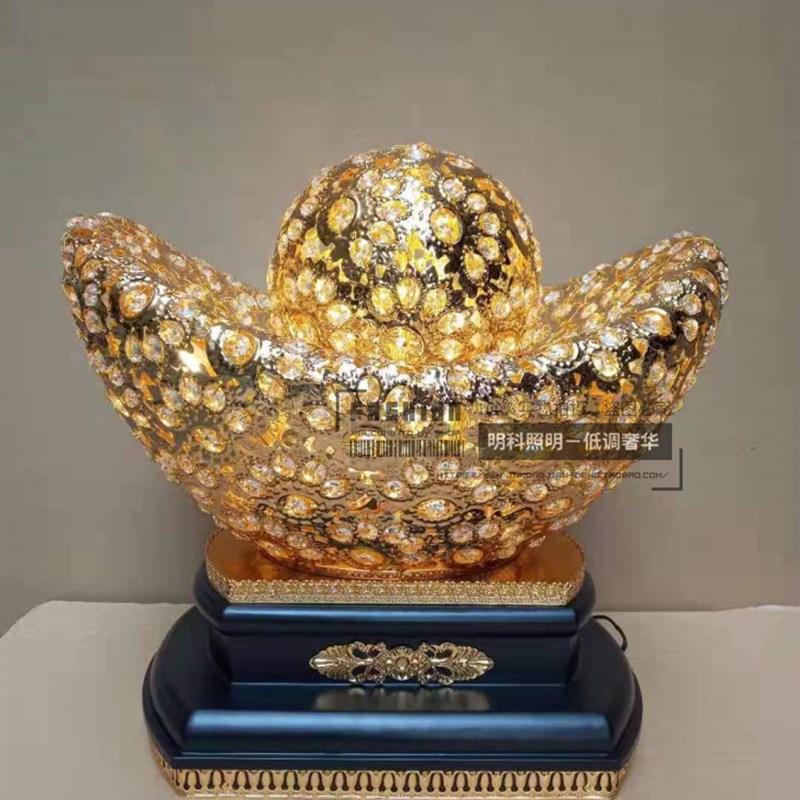 招财进宝财运来 奢华水晶台灯金色工艺装饰品开业庆典前台 金元宝
