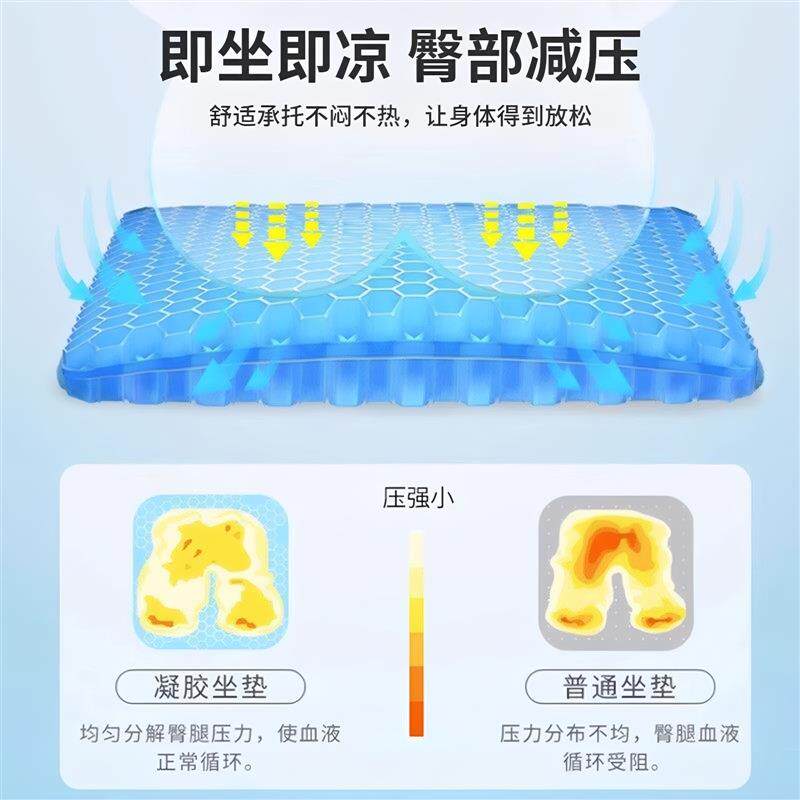 蜂窝凝胶坐垫夏天学生透气冰凉椅子垫汽车硅胶凉垫降温办公室散热