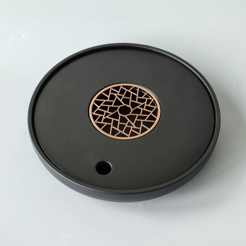 陶瓷茶盘小型家用现代轻奢茶台圆形储水盘办公泡茶托盘茶具干泡盘