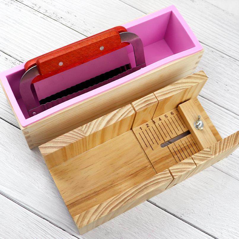 都比 手工皂模具长方形木盒+1200ML吐司模具+切皂器 DIY香皂工具