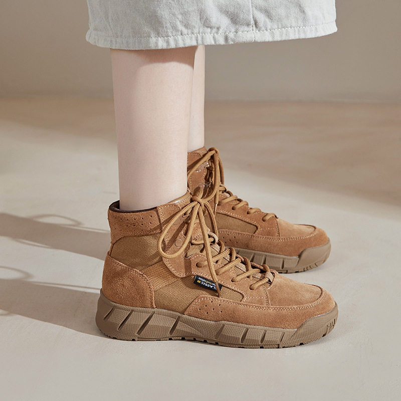 沙漠靴女复古2026新款真皮短靴英伦风休闲真皮女鞋户外徒步登山靴