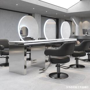 网红理发店烫染镜台发廊专用简约美发店剪发镜子单面双面一体桌子