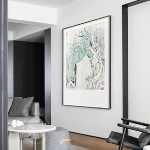 吴冠中版画新中式客厅书房吃饭歺民宿水墨风景餐厅装饰画墙壁画