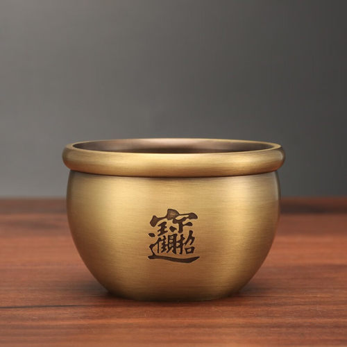 铜缸招财进宝缸摆件铜烟灰缸招财缸聚宝盆开业送朋友生日礼物