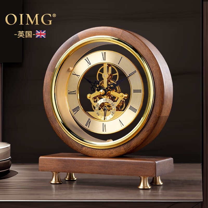 OIMG英国座钟欧式复古彷机械客厅玄关摆台式钟高端大气实木座钟