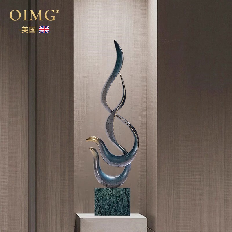 OIMG英国摆件轻奢高级艺术风生水起铜客厅入门玄关办公室装饰品