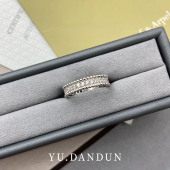 YUDANDUN莫桑戒指满钻双边滚珠宽版 排戒女式 潮女穿搭钻戒欧美指环