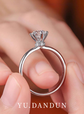YUDANDUN莫桑戒指欧美简约高托小众感设计风戒指女精致时尚phan