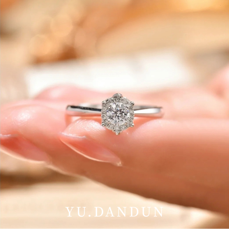 YUDANDUN莫桑戒指30分钻戒围镶大师设计精致高奢独特结婚求婚婚戒