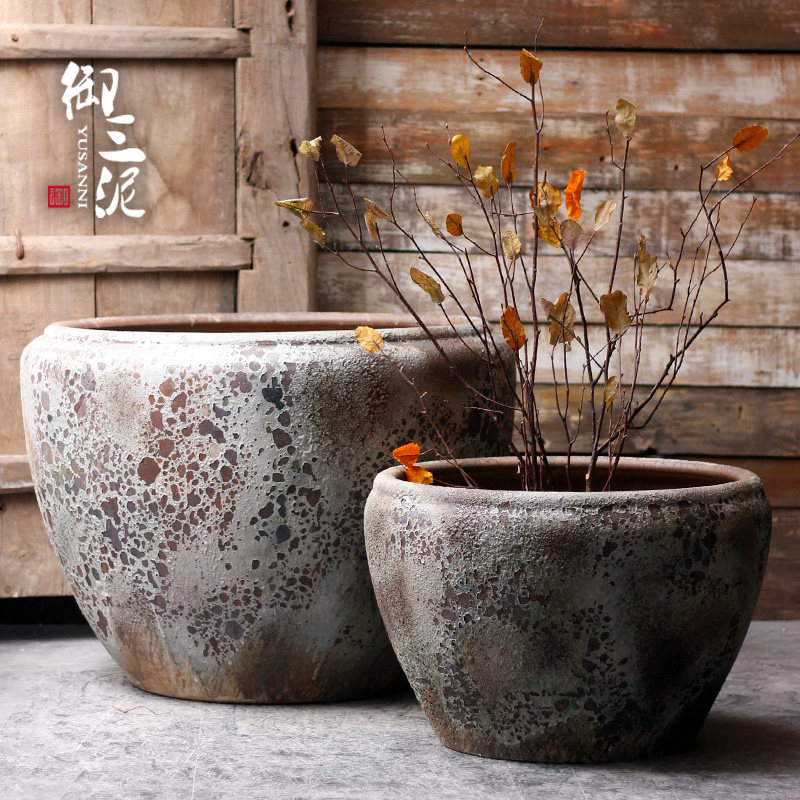 御三泥陶瓷特大缸粗陶手工大圆坛水缸大花盆鱼缸落地摆件庭院园林,家居饰品,花盆,淘宝优惠券,粉丝福利购,淘宝优惠卷