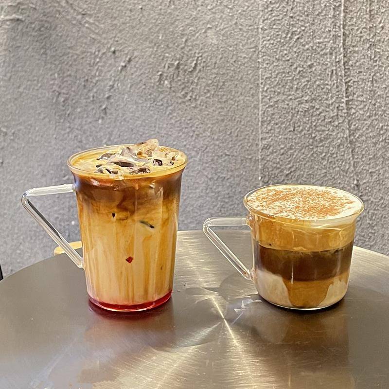 冰美式玻璃杯韩风ins带把简约拿铁咖啡杯冷饮马克杯水早餐牛奶杯