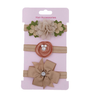 2023新款儿童蝴蝶结加钻发带 小花头带套装 宝宝头饰发饰三件套