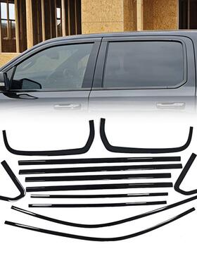 适用于19-26款道奇RAM1500车窗饰条改装黑色侧窗镀铬装饰车身套件