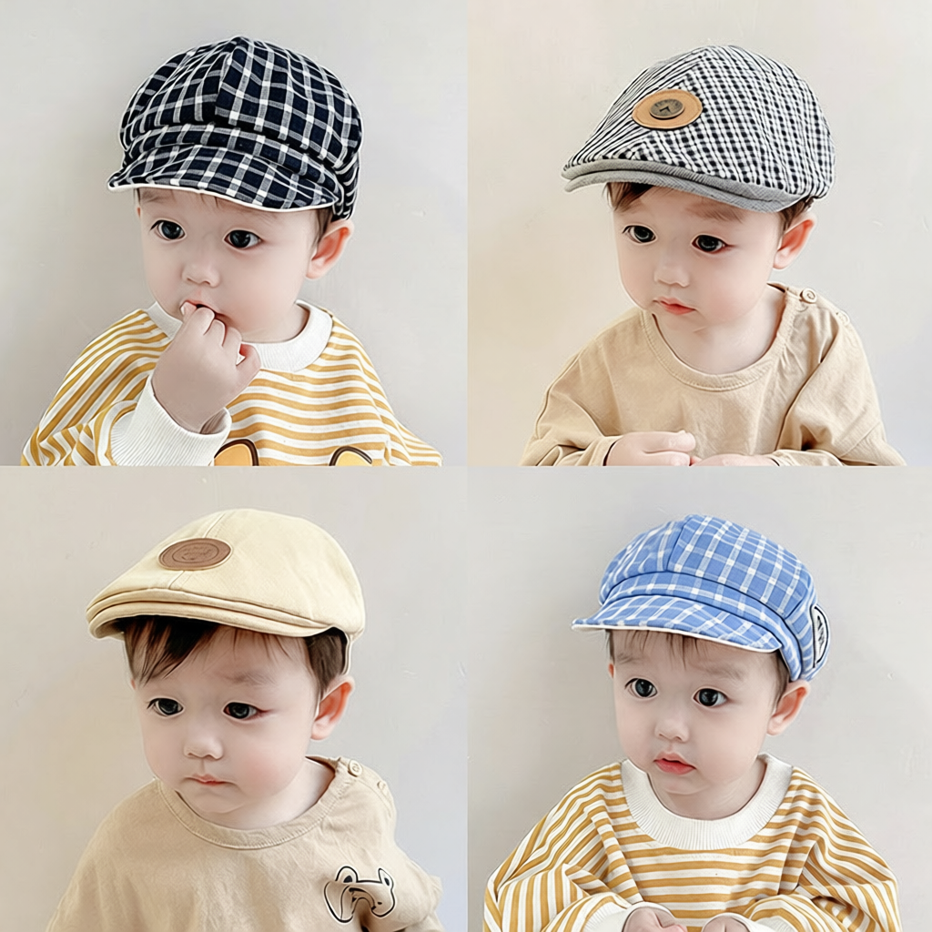 男宝炸街痞帅帽子春秋季薄款儿童男童贝雷帽秋款1岁2小孩可爱超萌