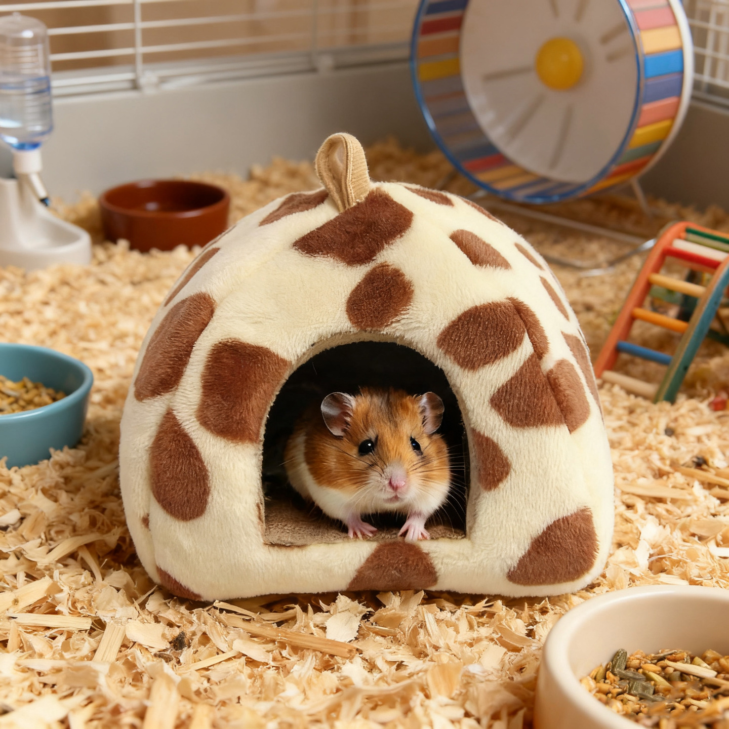 仓鼠小屋子棉窝冬季保暖睡窝加绒加厚熊仓鼠躲避窝仓鼠窝毛绒