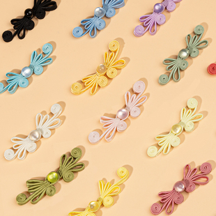 盘口中式扣子旗袍盘扣玉珠四轮蝴蝶汉服唐装装饰扣礼服国潮手工辅