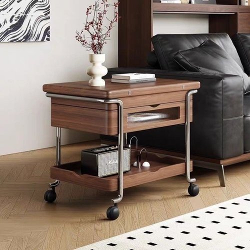 小推车便携大容量小茶几移动书架子多层现代家用折叠沙发桌下玩具