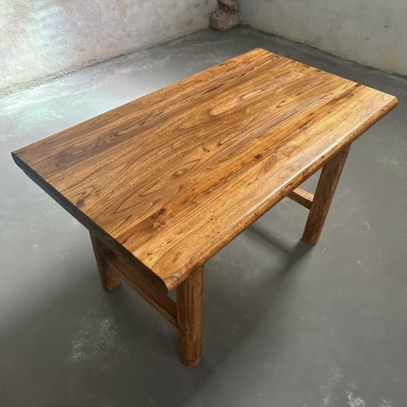 老榆木桌子实木餐桌商用餐饮店长桌办公室桌原木吧台复古做旧桌